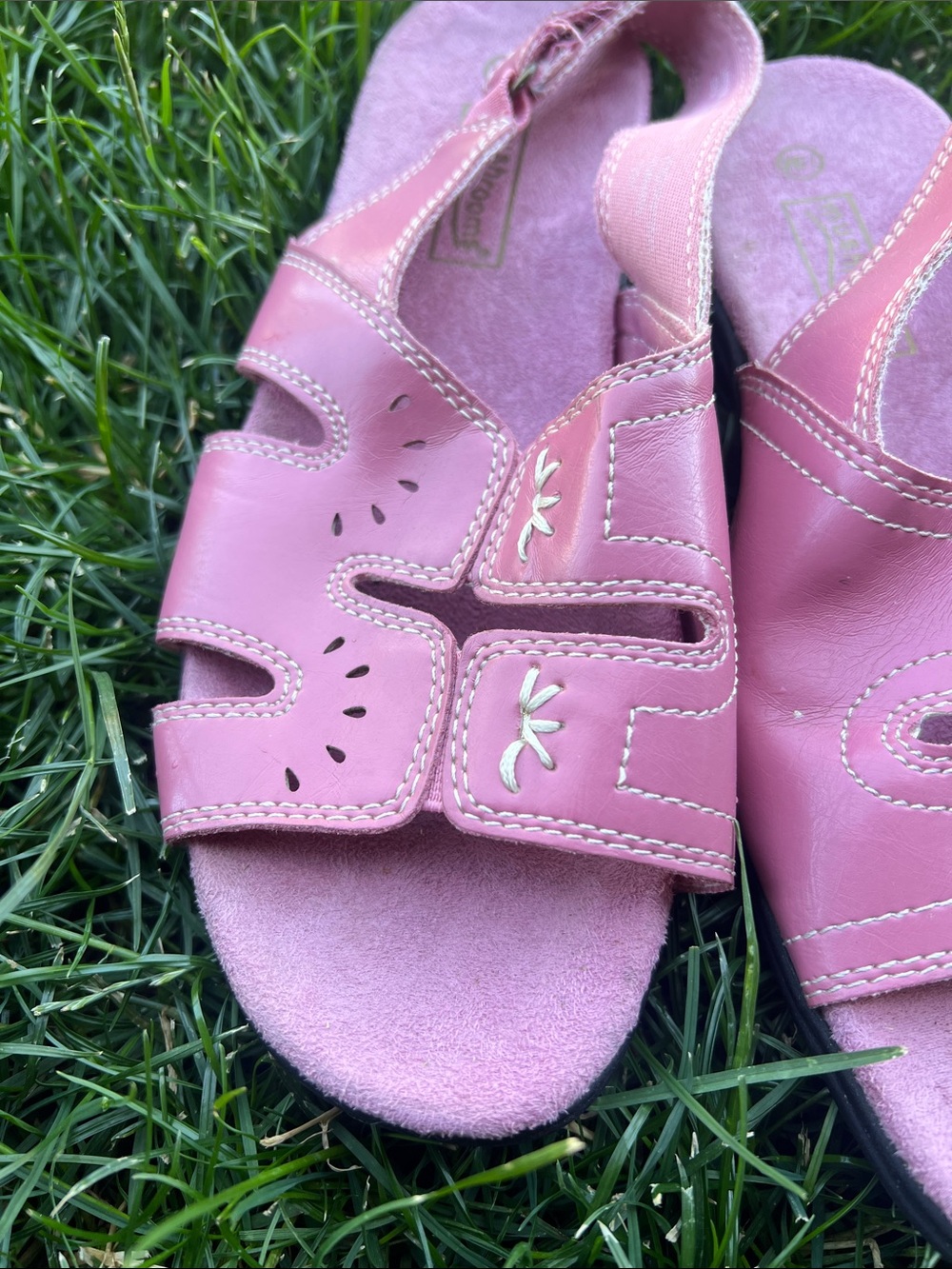 Mushrooms Strappy Slingback Faux Leather Comfort Sandals Pink Womens - Picture 6 of 7